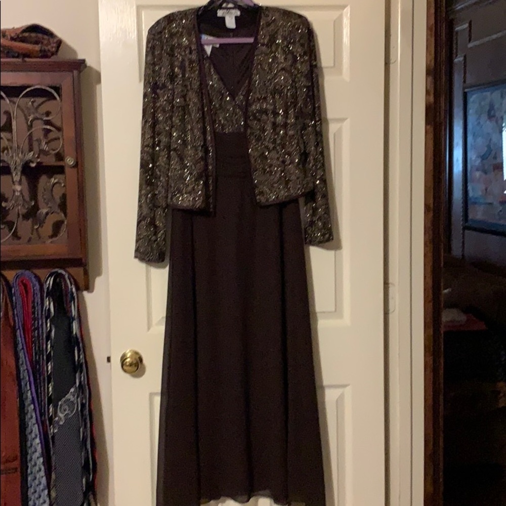 Petra 2 pc.  sequined top and flare evening dress